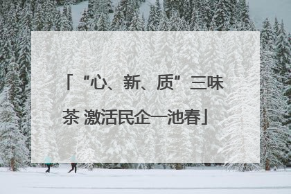 “心、新、质”三味茶 激活民企一池春