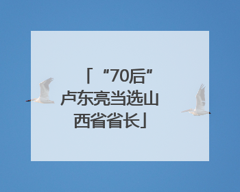“70后”卢东亮当选山西省省长