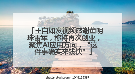 王自如发视频感谢董明珠雷军，称将再次创业，聚焦AI应用方向，“这件事确实来钱快”