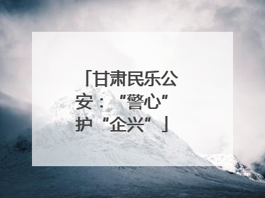 甘肃民乐公安：“警心”护“企兴”