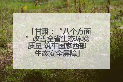 甘肃：“八个方面”改善全省生态环境质量 筑牢国家西部生态安全屏障