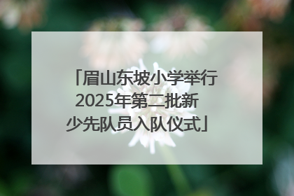 眉山东坡小学举行2025年第二批新少先队员入队仪式