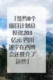 签约8个项目计划总投资203亿元 四川遂宁在西博会还推介了这些