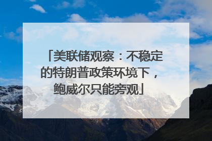 美联储观察：不稳定的特朗普政策环境下，鲍威尔只能旁观