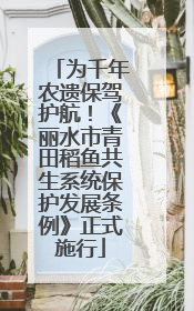 为千年农遗保驾护航！《丽水市青田稻鱼共生系统保护发展条例》正式施行