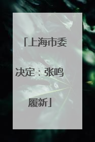 上海市委决定：张鸣履新