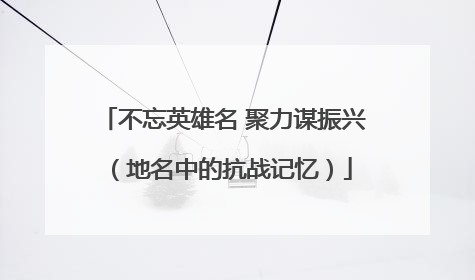 不忘英雄名 聚力谋振兴（地名中的抗战记忆）