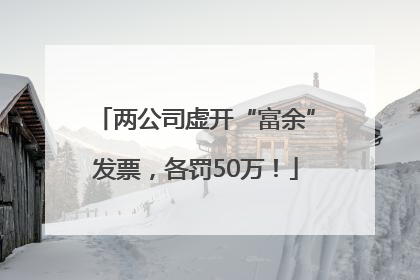 两公司虚开“富余”发票，各罚50万！