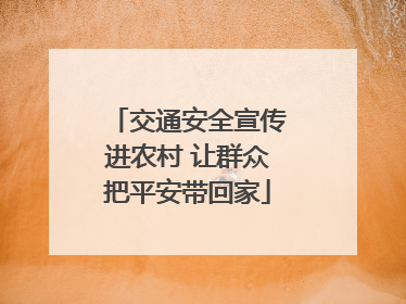 交通安全宣传进农村 让群众把平安带回家