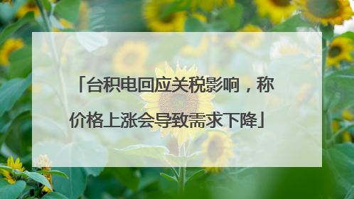 台积电回应关税影响，称价格上涨会导致需求下降
