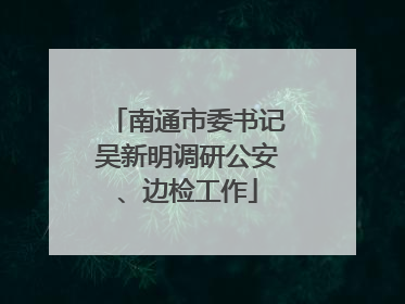 南通市委书记吴新明调研公安、边检工作