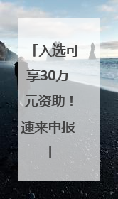 入选可享30万元资助！速来申报