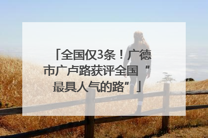 全国仅3条！广德市广卢路获评全国“最具人气的路”