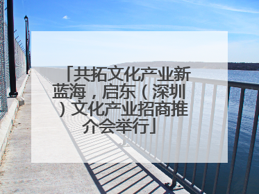 共拓文化产业新蓝海，启东（深圳）文化产业招商推介会举行