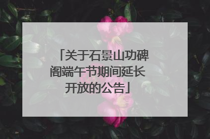关于石景山功碑阁端午节期间延长开放的公告