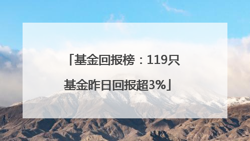 基金回报榜：119只基金昨日回报超3%