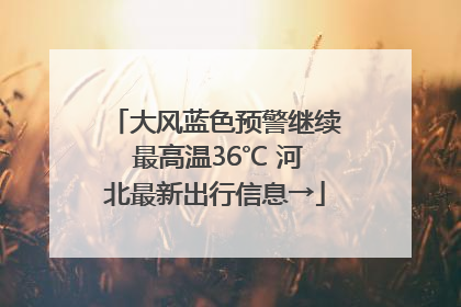大风蓝色预警继续 最高温36℃ 河北最新出行信息→
