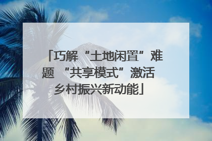 巧解“土地闲置”难题 “共享模式”激活乡村振兴新动能