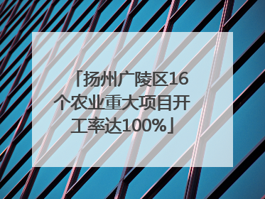 扬州广陵区16个农业重大项目开工率达100%