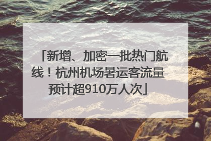 新增、加密一批热门航线！杭州机场暑运客流量预计超910万人次