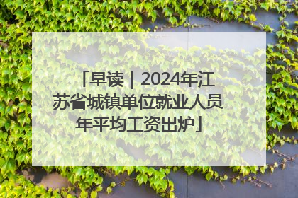 早读｜2024年江苏省城镇单位就业人员年平均工资出炉
