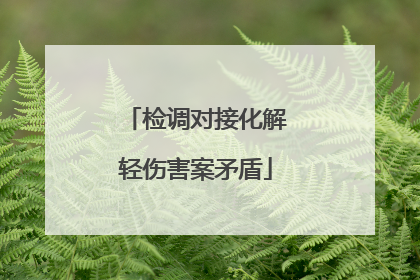 检调对接化解轻伤害案矛盾