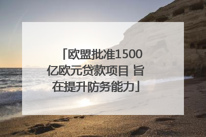 欧盟批准1500亿欧元贷款项目 旨在提升防务能力
