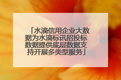 水滴信用企业大数据为水滴标讯招投标数据提供底层数据支持开展多类型服务