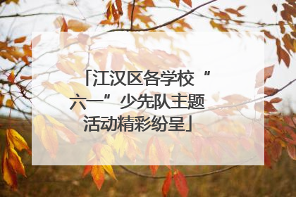 江汉区各学校“六一”少先队主题活动精彩纷呈