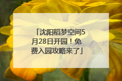 沈阳稻梦空间5月28日开园！免费入园攻略来了