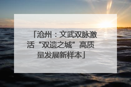沧州：文武双脉激活“双遗之城”高质量发展新样本