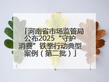 河南省市场监管局公布2025“守护消费”铁拳行动典型案例（第二批）