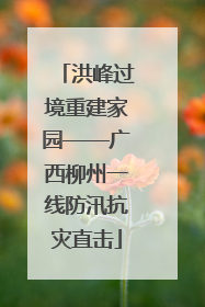 洪峰过境重建家园——广西柳州一线防汛抗灾直击