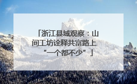 浙江县域观察：山间工坊诠释共富路上“一个都不少”