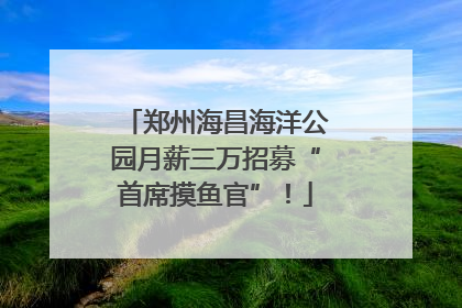 郑州海昌海洋公园月薪三万招募“首席摸鱼官”！