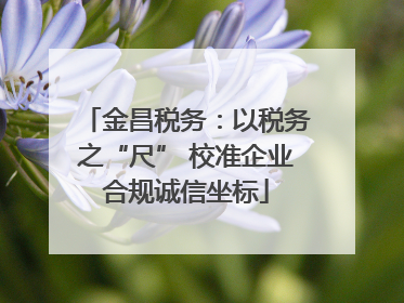 金昌税务：以税务之“尺” 校准企业合规诚信坐标
