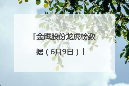 金鹰股份龙虎榜数据（6月9日）
